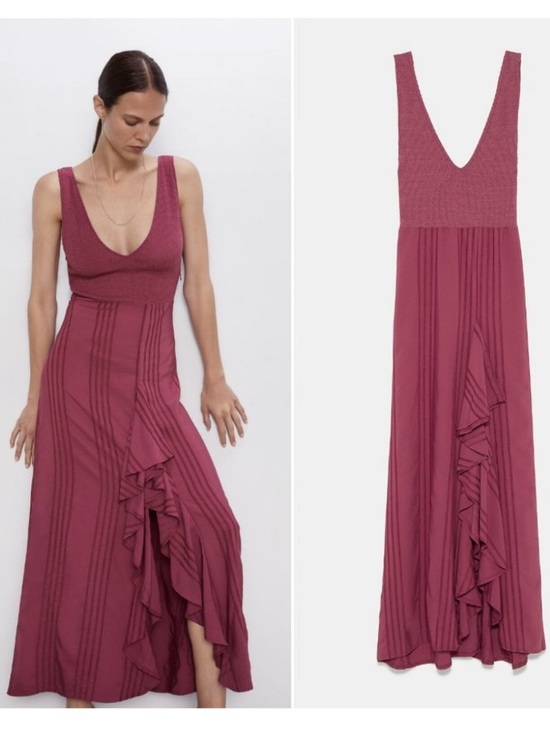 Zara Dresses & Skirts - NEW Zara red ruffle maxi sleeveless Dress size medium